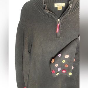 2005 Christopher & Banks Cotton Quarter-Zip - Novelty Button Detail - Size L